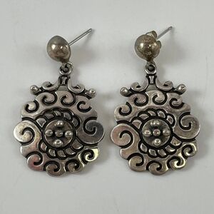 TAXCO MEXICO Elegant Silver Swirl Earrings Sterling Silver Artisan Stamped